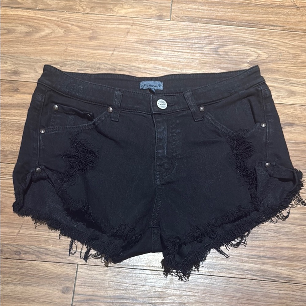 Shore Brand Black Distressed Denim Shorts